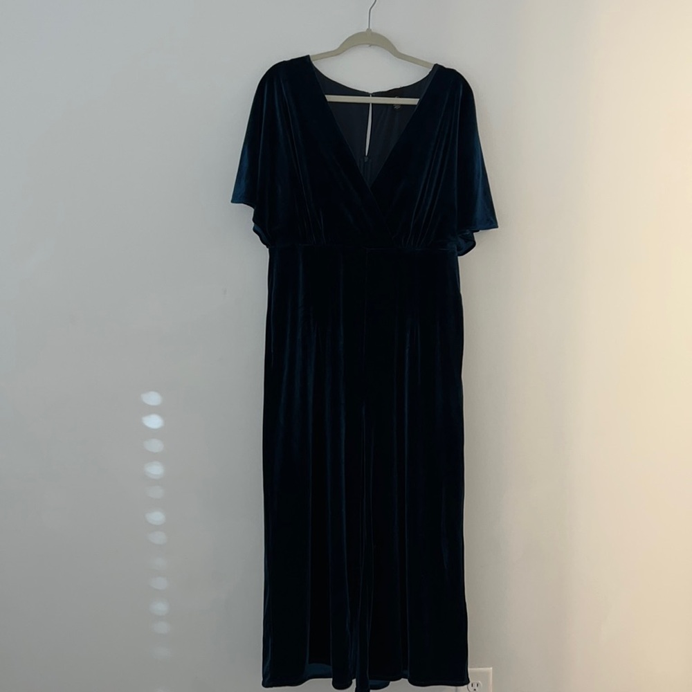 Anthropologie Blue Velvet Jumpsuit